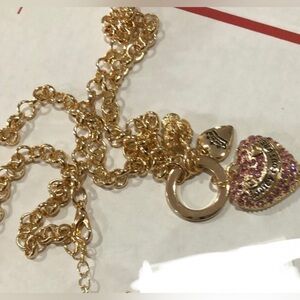 Juicy‎ Couture chain link gold plated Juicy embossed heart shaped charm necklace